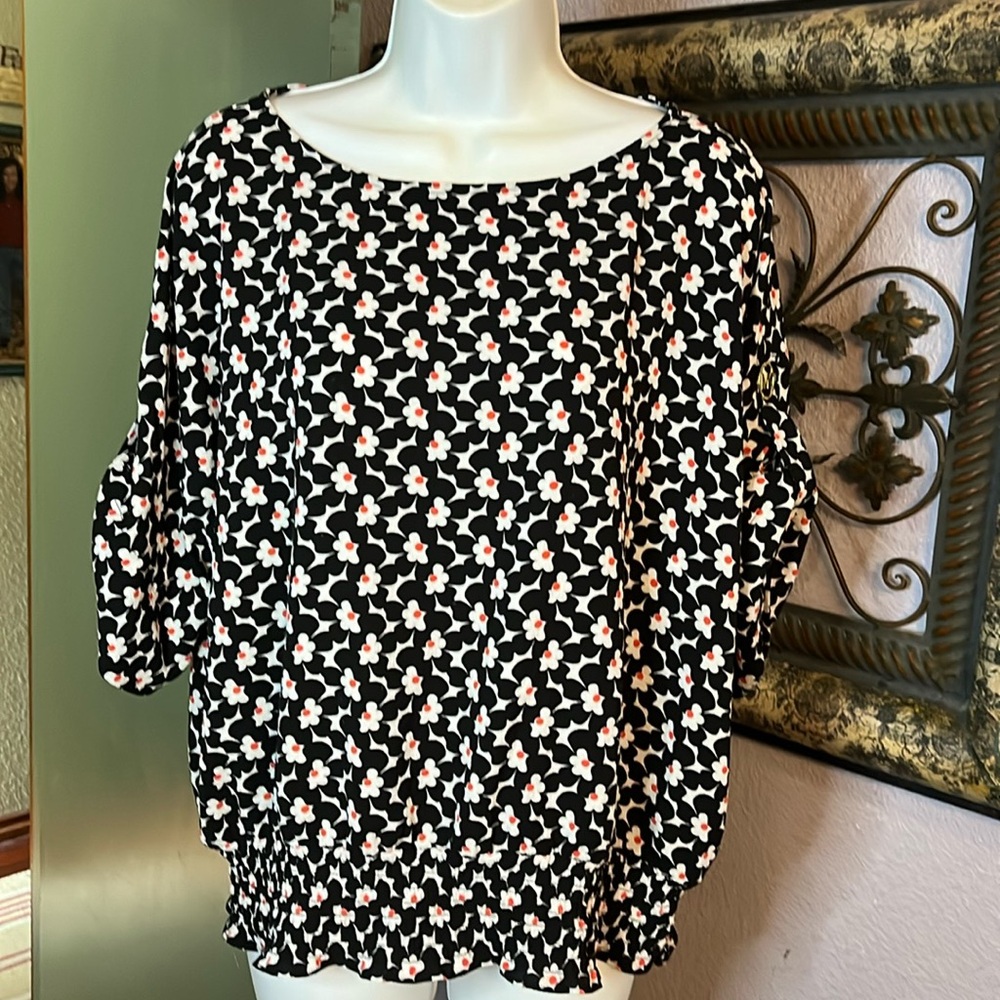 Michael Kors Top - floral print short sleeve banded hem Sz XL
gr